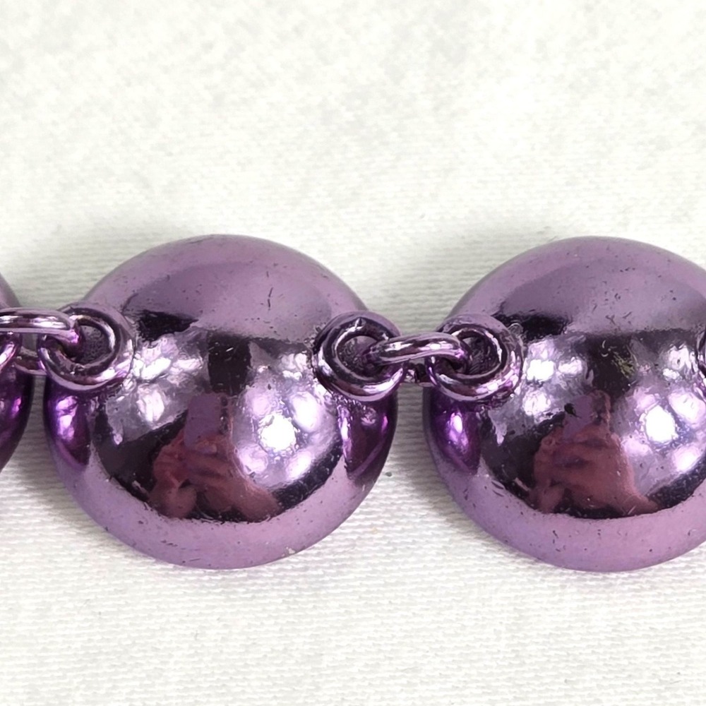 Juicy Couture Purple Gumdrop Round Crystal Pave Rhinestone‎ Toggle Bracelet 7" - Picture 9 of 16